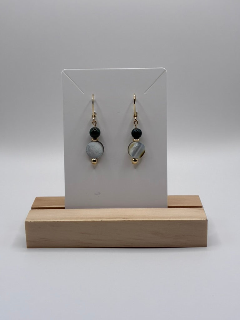 Blue & Mother of Pearl Dangle Earrings