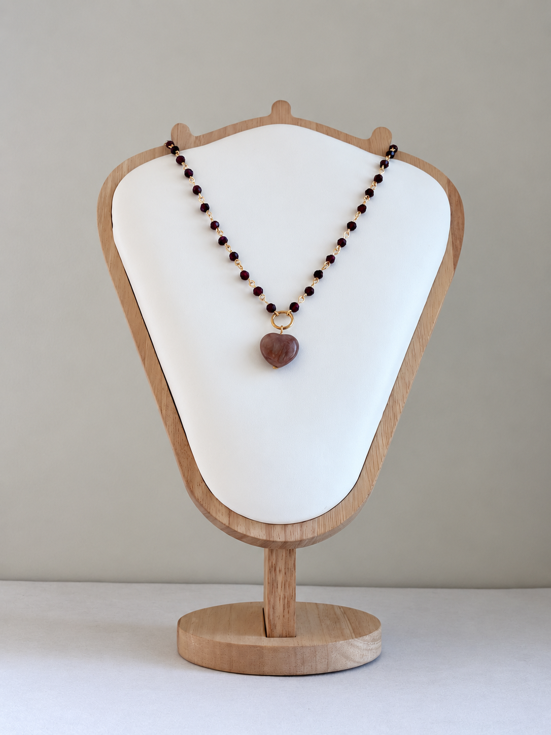 Stone Pendant Necklace with Vintage Beads