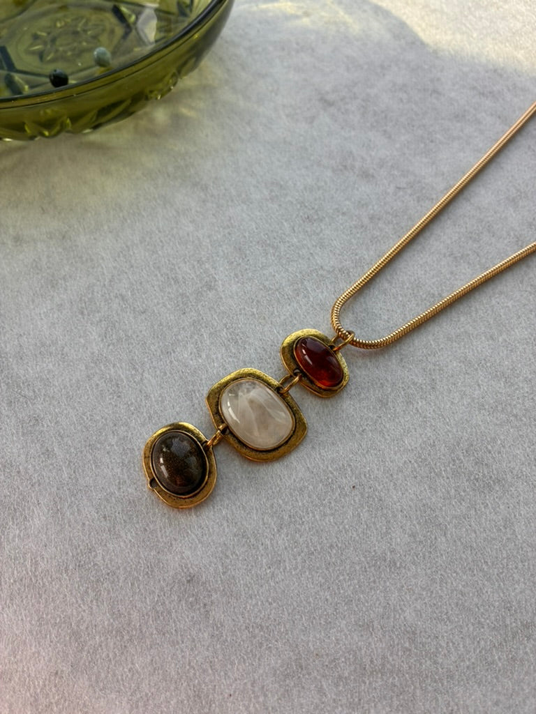 Long Drop Pendant Necklace on Snake Chain