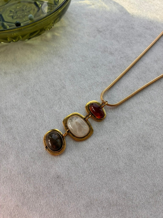 Long Drop Pendant Necklace on Snake Chain