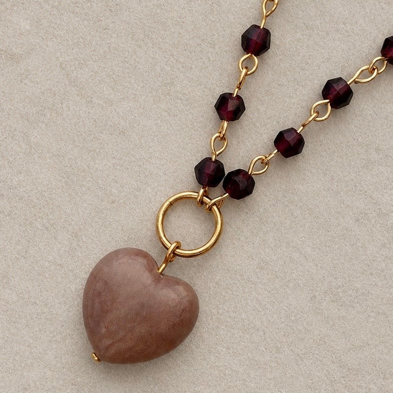 Stone Pendant Necklace with Vintage Beads