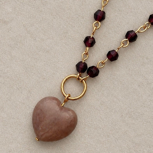 Stone Pendant Necklace with Vintage Beads