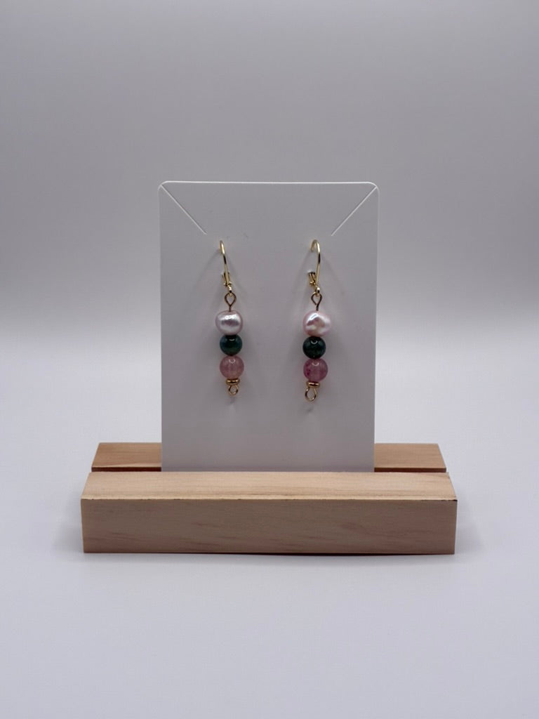 Pearl & Berry Beaded Drop Earrings