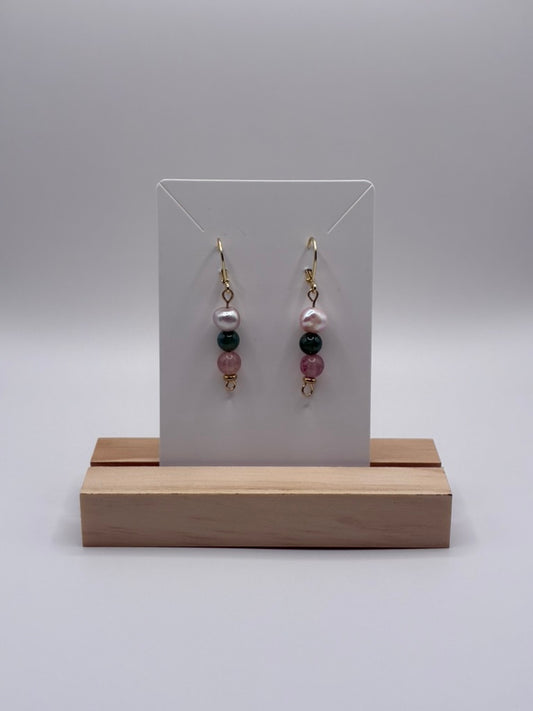 Pearl & Berry Beaded Drop Earrings
