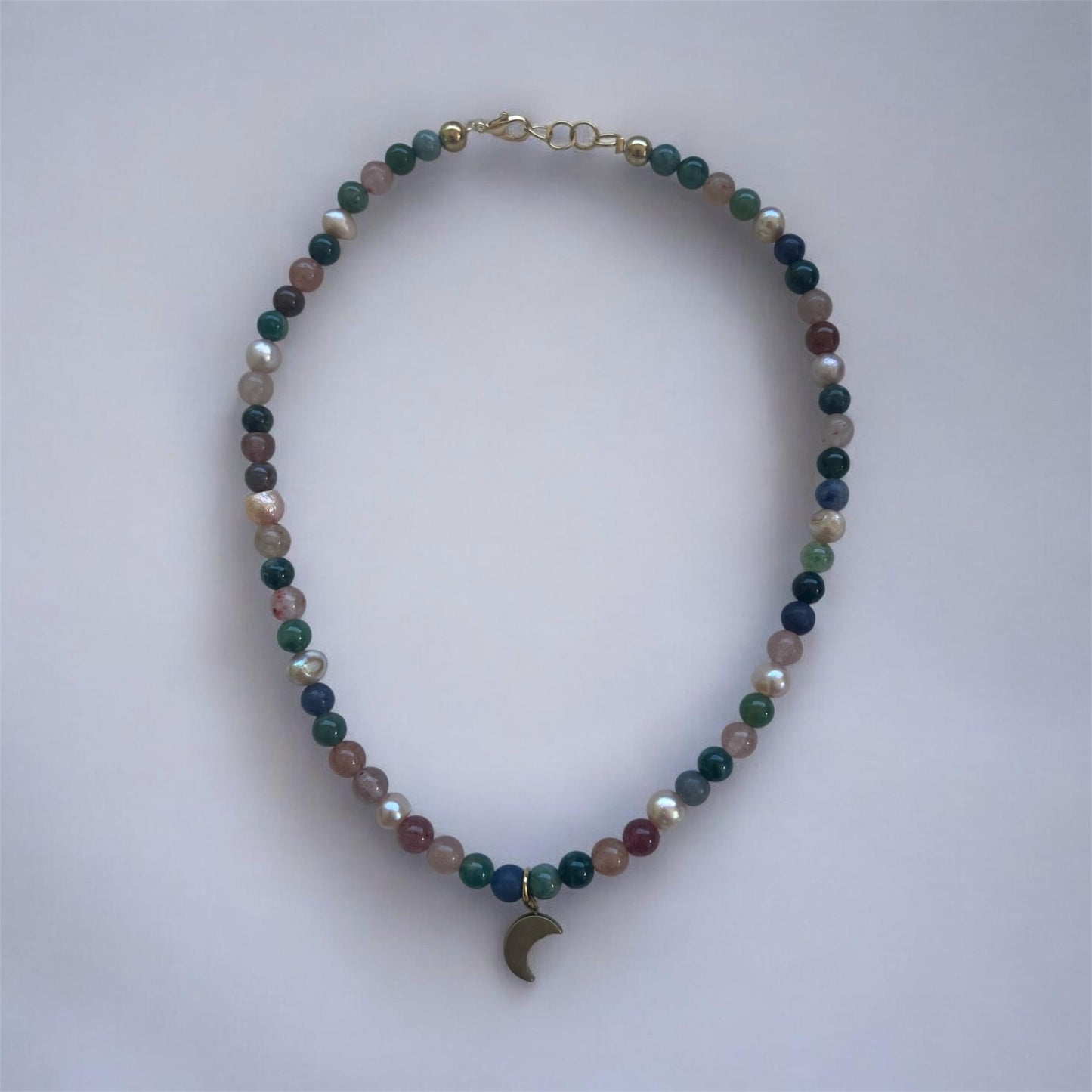 Beaded Necklace with Moon